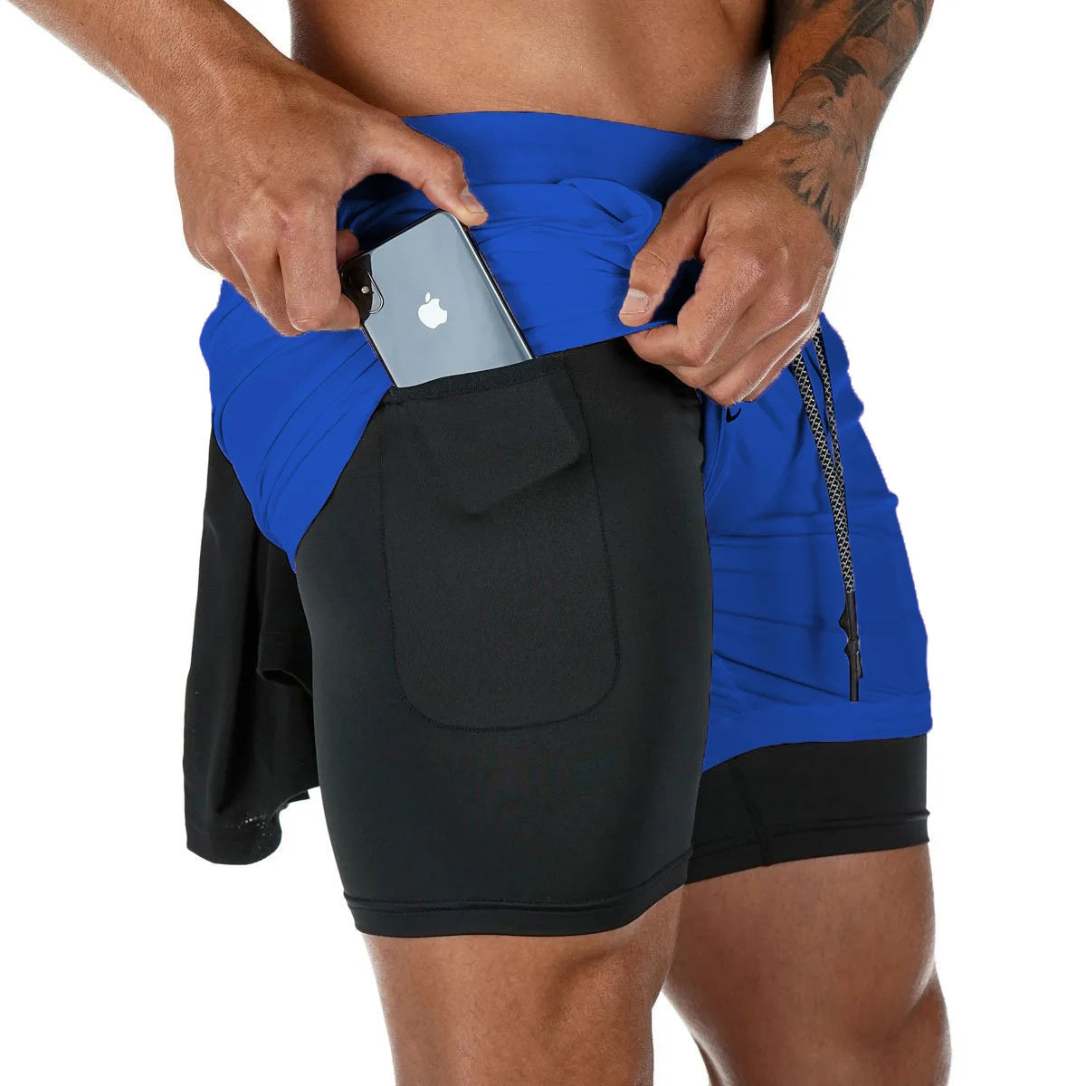 Men's Running Shorts Gym Sports Shorts 2 In 1 Quick Dry Workout Training Gym Fitness Jogging Shorts