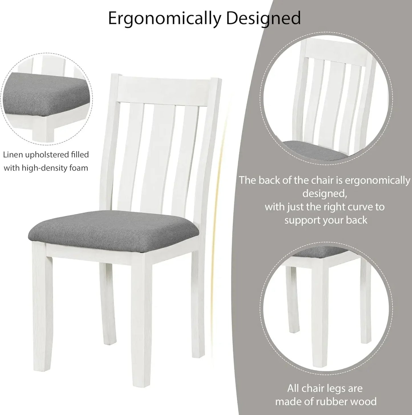 7-Piece Kitchen Dining Table Set for 6, Wood Kitchen Table and 6 Upholstered Chairs with Backrest