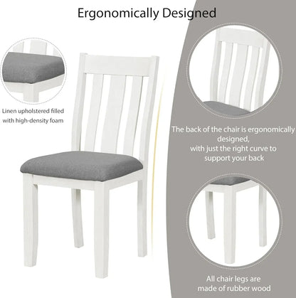 7-Piece Kitchen Dining Table Set for 6, Wood Kitchen Table and 6 Upholstered Chairs with Backrest