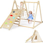 7-in-1 Indoor Jungle Gym, Climbing Set with Adjustable Swing & Secret Base Playground, for Toddlers with Net, Ladder