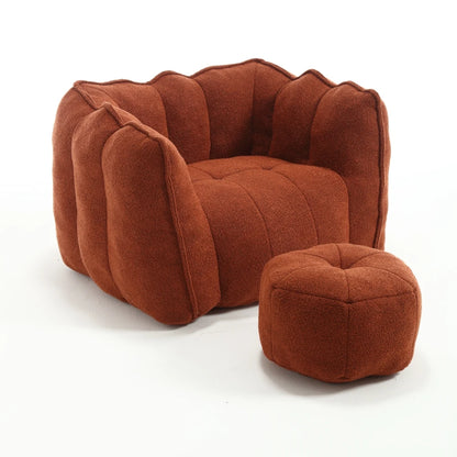 Soft Bean Bag Chair for living room and bedroom, comfortable Square Lazy Sofa with Footstool