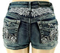 Women Rider Motorcycle Wing Rivet Embroidery Shorts Y2k Vintage Gothic Hot Girl Sexy Washed Denim Shorts Low Waist Mini Skirts
