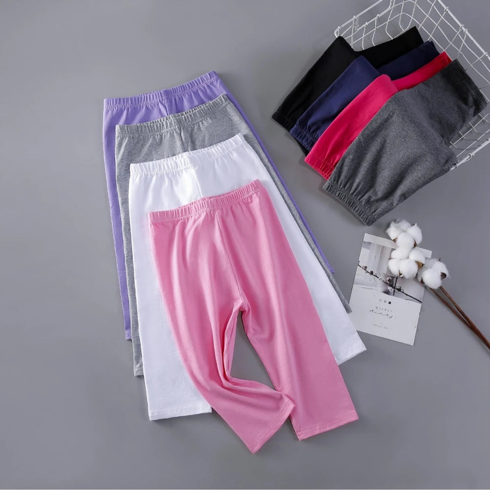 Candy Color Leggings Girls, Calf-Length Cotton Slim pants