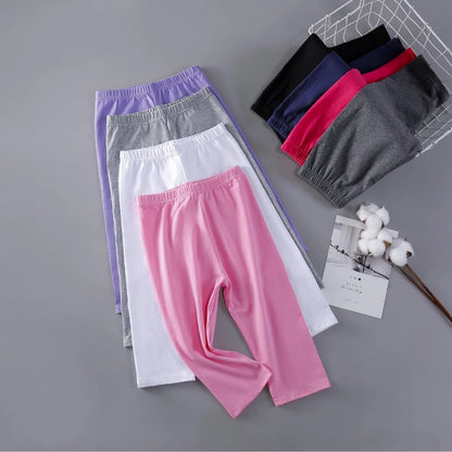 Candy Color Leggings Girls, Calf-Length Cotton Slim pants