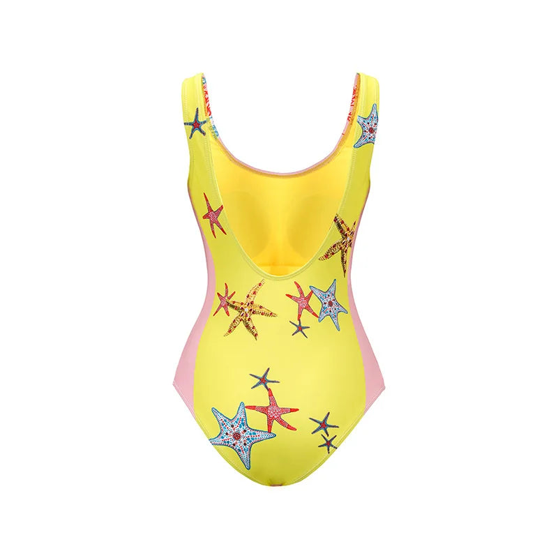 One-piece Swimsuit Classic Printed Lace Up Swimsuit Women's