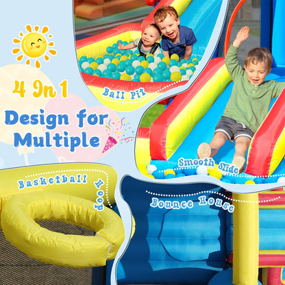 Inflatable Rocket Bounce House Castle Ball Pit for Kids Indoor Outdoor w/Blower