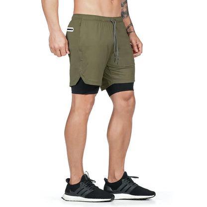 Men's Running Shorts Gym Sports Shorts 2 In 1 Quick Dry Workout Training Gym Fitness Jogging Shorts