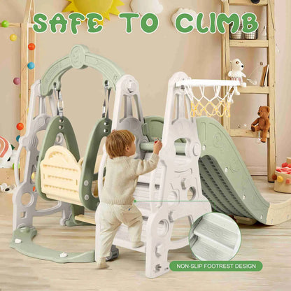 4in1 Slide & swing set Fully Enclosed Pedal Enhanced Safety Easy Set Up Playground