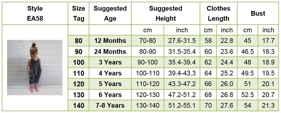 Toddler Jumpsuit Baby Clothes Girls Children Fashion Overalls Pants 1-8 Years