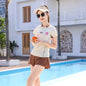Girls Swimsuit 2 Piece Short Sleeve Swimming Suit  Boys shorts Swimwear Sports Teenagers