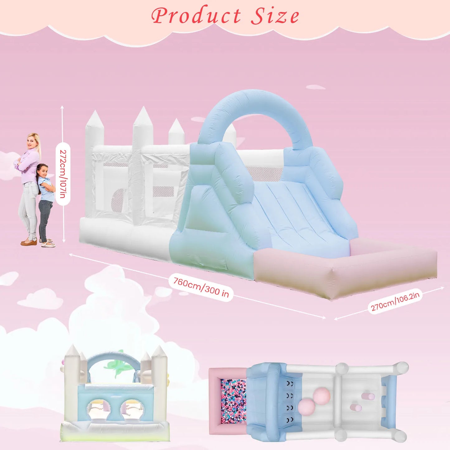 Inflatable Water Sildes, Ball Pool, Jungle Gym Water Play Equipment With Air Blower