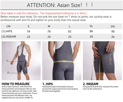 Cycling Bib Shorts Seamless, ELASTIC-INTERFACE Pad Cycling Shorts, Leg Gripper Men's Shorts