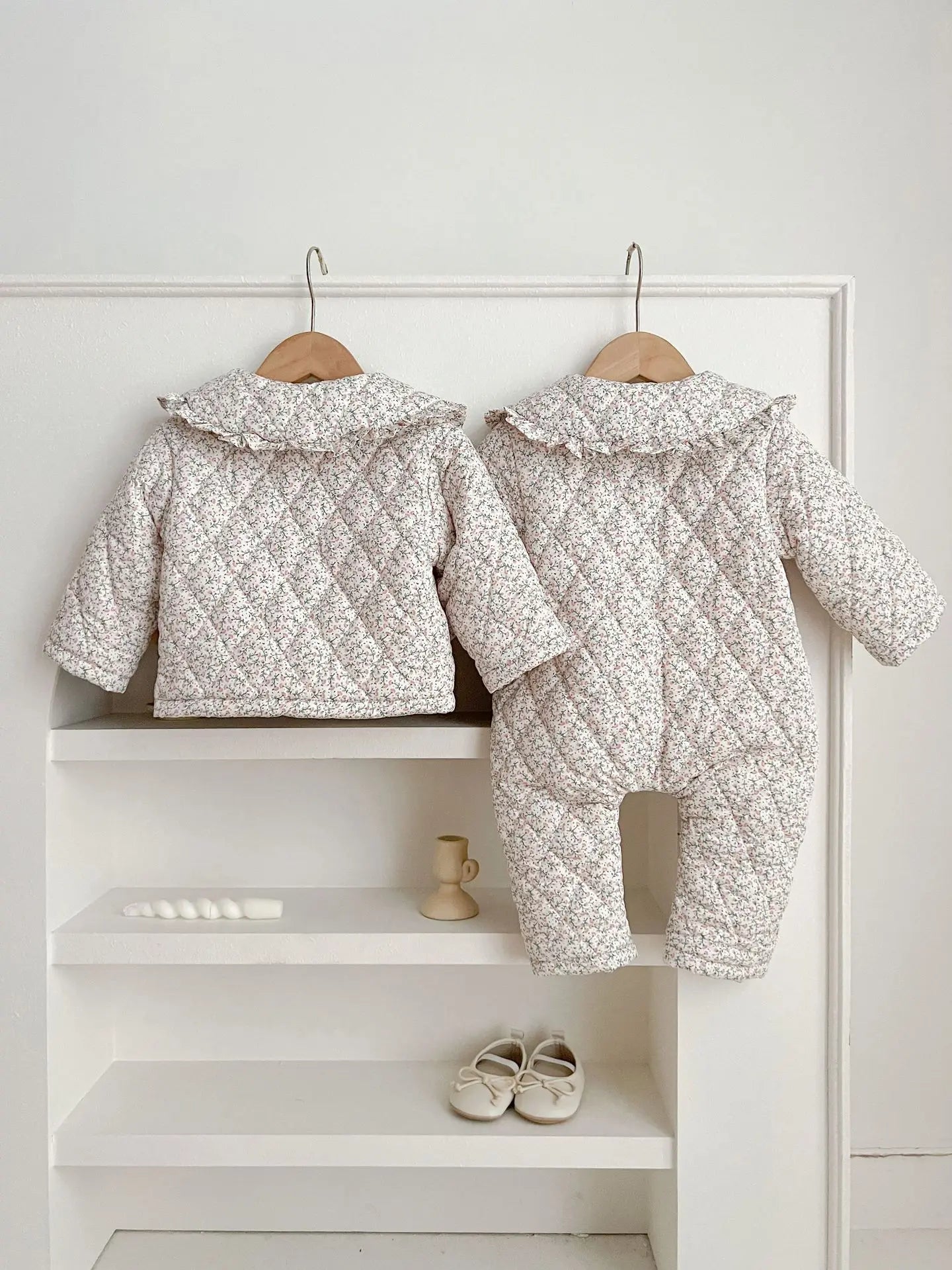Winter New Baby Girl Warm Coat Cotton Infant Large Lapel Floral Padded Jacket Plus Velvet Thick Kids Cardigan