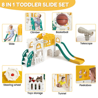 8 In 1 Toddler Slide Indoor or outdoor Playground set,  for kids ages 1-3