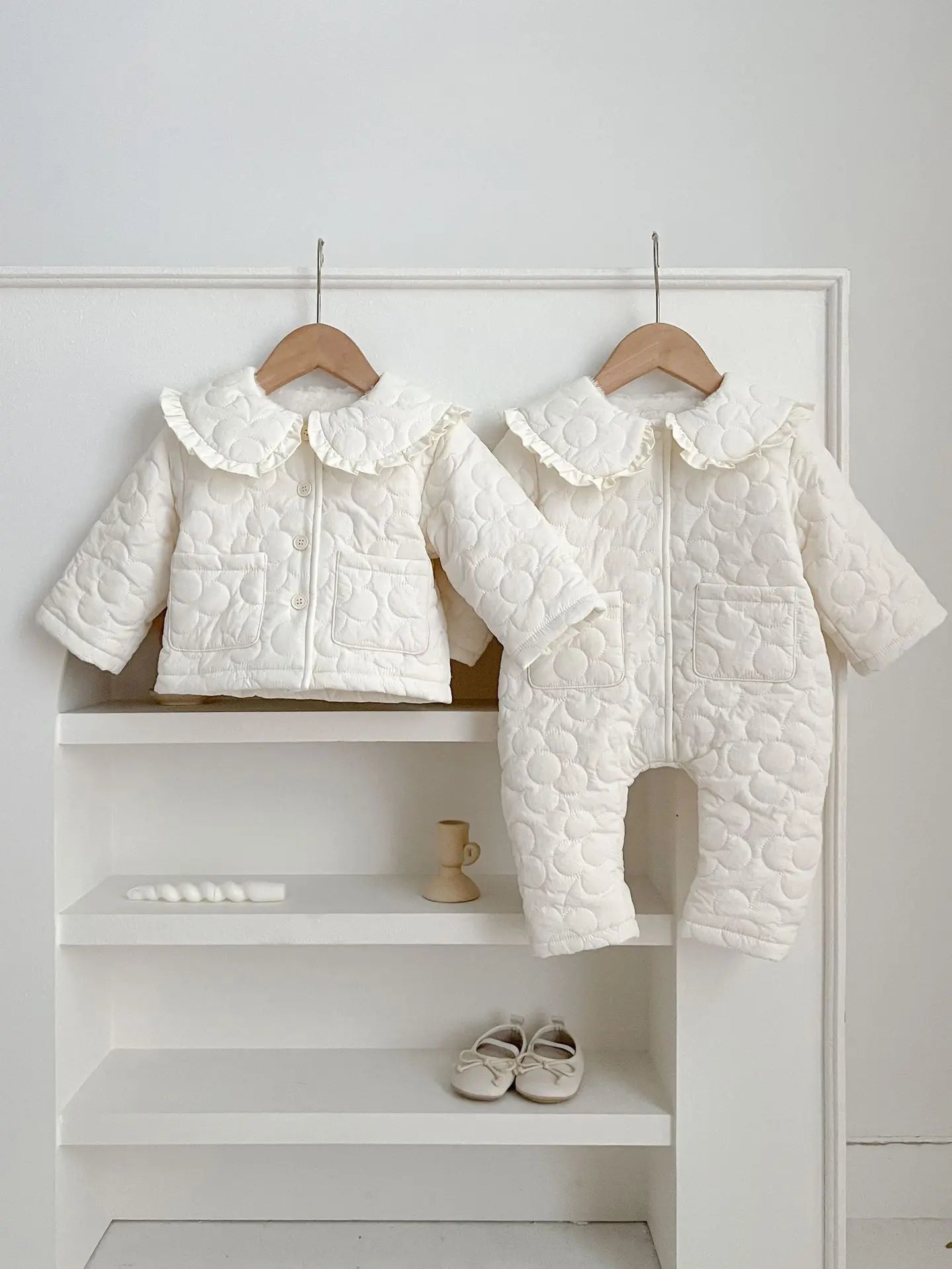 Winter New Baby Girl Warm Coat Cotton Infant Large Lapel Floral Padded Jacket Plus Velvet Thick Kids Cardigan