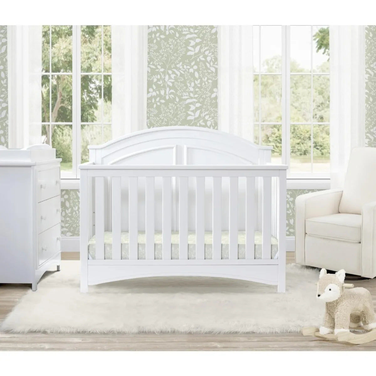 6-in-1 Convertible Crib Greenguard Gold Certified Bianca White for Nursery