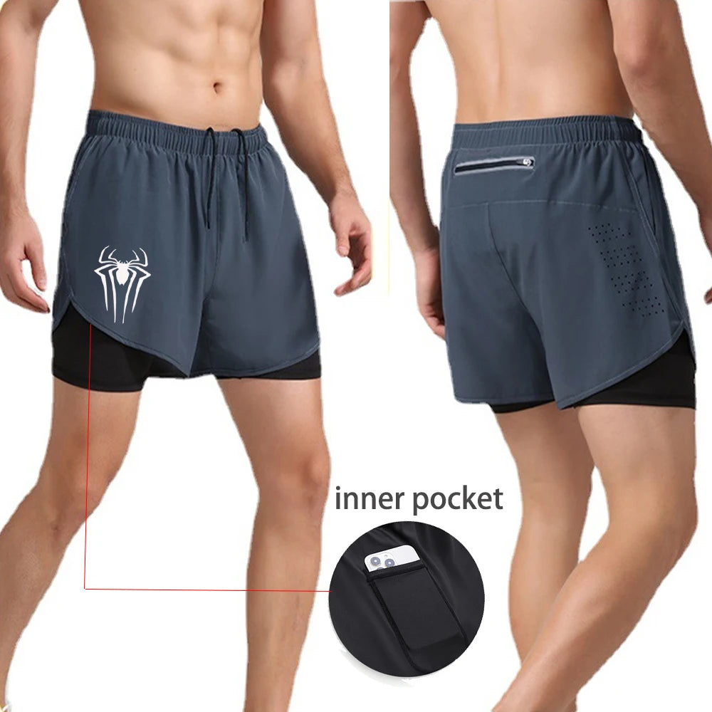 2 in 1 Men's Gym Shorts Fitness Quick Dry Sports Performance running shorts