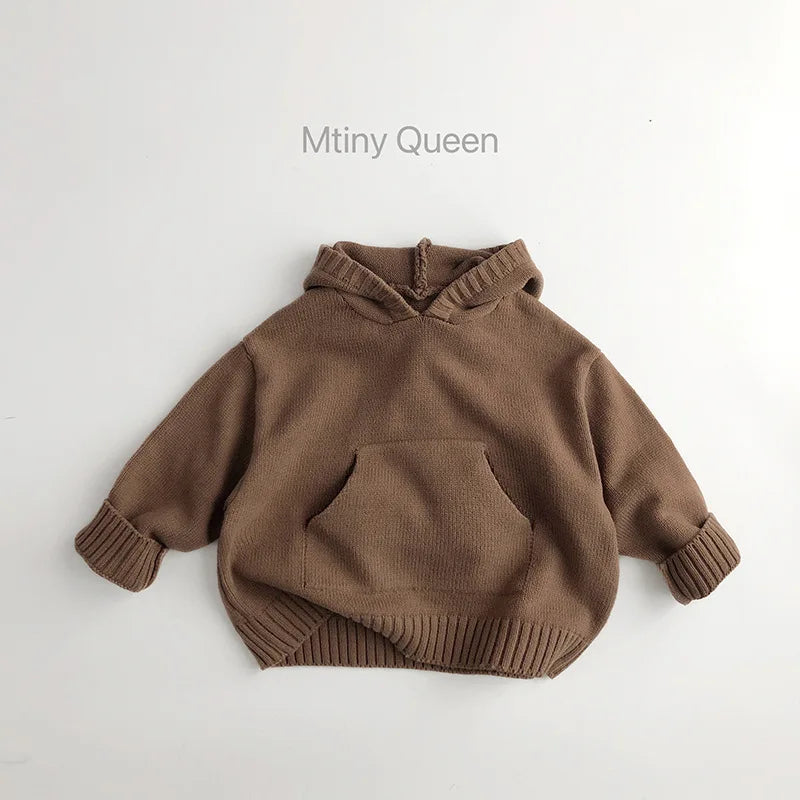 2025 Autumn New Children Long Sleeve Knit Hoodie Baby Boys Casual Sweatshirt Kids Girls Vintage
