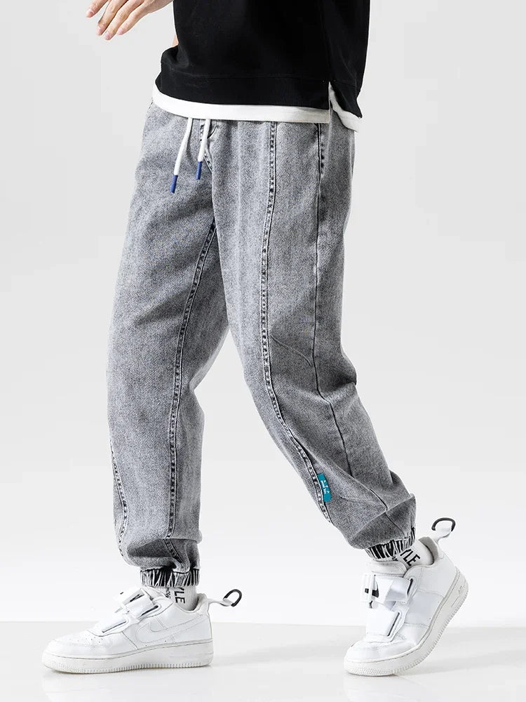 Spring Summer Black Blue Baggy Jeans Men Streetwear Denim Joggers Casual Jean Trousers