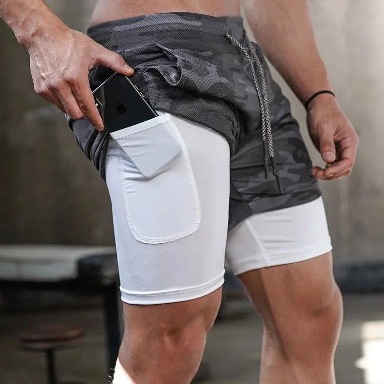 Men's Running Shorts Gym Sports Shorts 2 In 1 Quick Dry Workout Training Gym Fitness Jogging Shorts