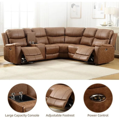 Recliner, Sectional Sofa with Console & Dual Recliner, 6 Seats Recliner Sofa , Sectional Couch