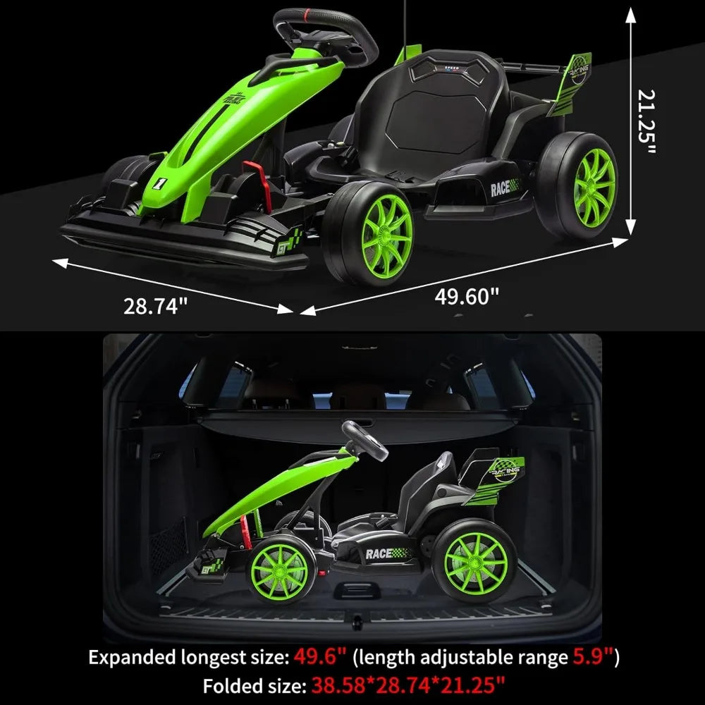 Electric Drift Kart Car, 24V Outdoor Ride on Toy, Crazy Cart for Kids 6+ Years Old