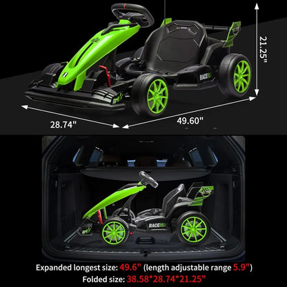 Electric Drift Kart Car, 24V Outdoor Ride on Toy, Crazy Cart for Kids 6+ Years Old
