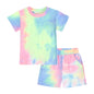 2 Pcs Boys Girls Clothes Summer Tie Dye Kids Baby Outfits