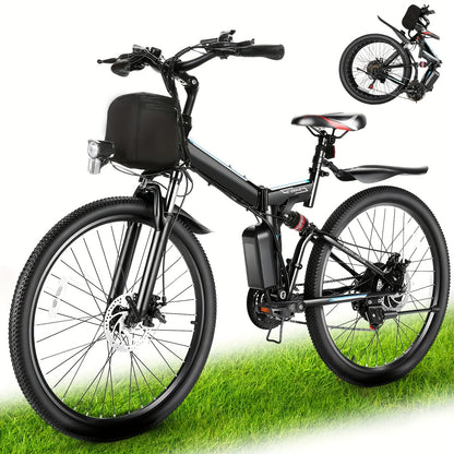 26" Folding Electric Bike for Adults, with 500W Motor,48V 20MPH Removable Battery