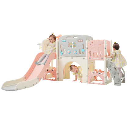 11 in 1 Toddler Slide,  for Ages 1-3 with Basketball Hoop, Playset Structure, Arch Tunnel Telescope