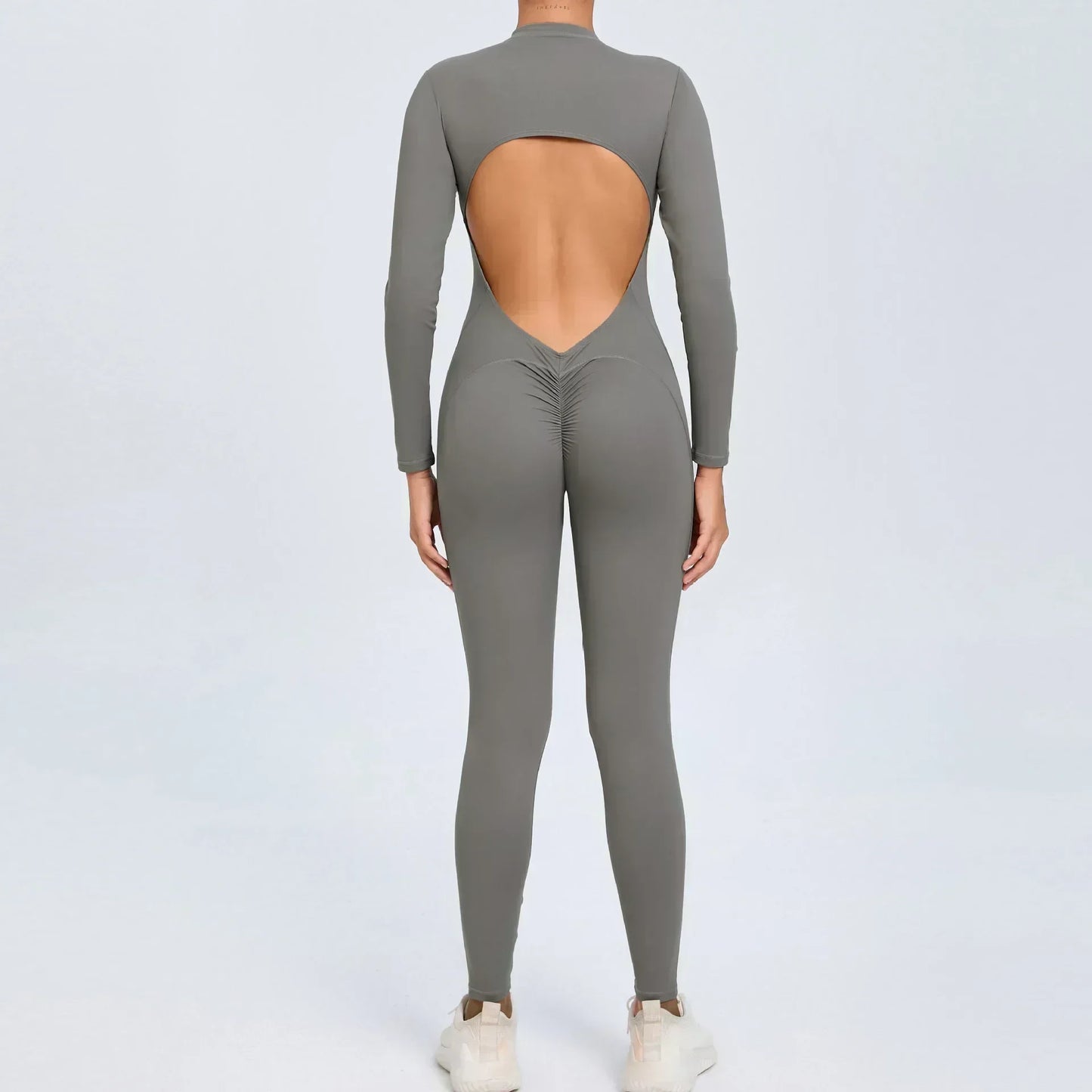 Yoga Zipper Jumpsuits Beauty Long-Sleeved One-Piece Gym Tracksuits