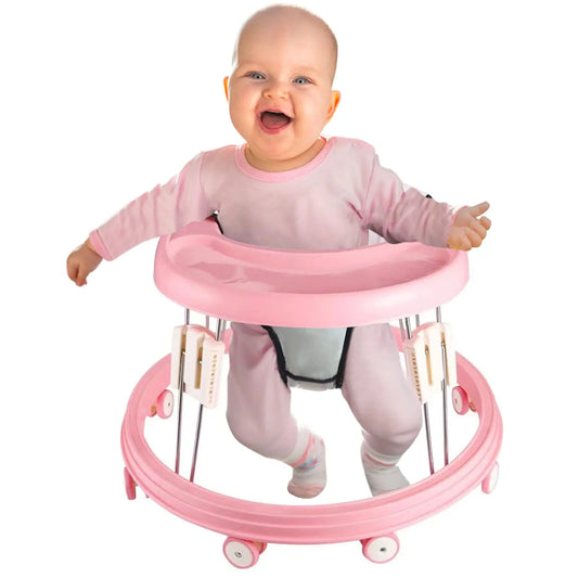 Baby Walker, Foldable Multi-Function Anti-Rollover Walker with Brake Design, 5 Level Height Adjustable