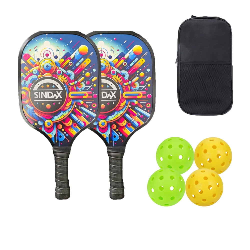 Pickleball Paddle Set Rackets  Lightweight Core 4 Balls Racquet Cover Carrying Bag