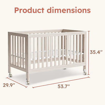 11-in-1 Convertible Baby Crib With Removable Wheels, Washed Natural, 4 Mattress Heights, Pinewood