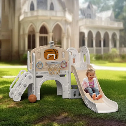 8 in 1 Toddler Slide Set, with Basketball Hoop and Ball, Outdoor or Indoor Playground for Toddlers
