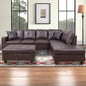 Sectional Couch for Living Room Furniture Set, and Chaise with Storage Ottoman and 3 Pillows