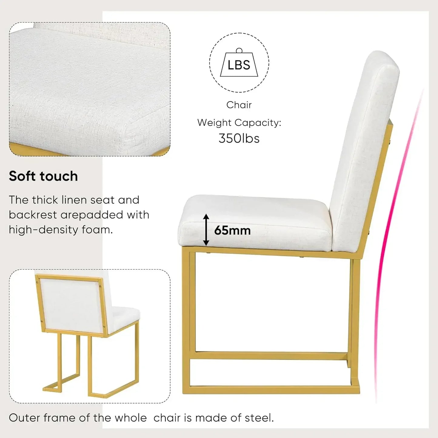 7-Piece Kitchen Dining Table Set for 6, Wood Kitchen Table and 6 Upholstered Chairs with Backrest