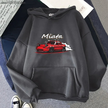 Men Hoodies Drift Jdm Sweatshirt Anime Mazda Print Car Miata Streetwear Men Unisex  Women Hoody