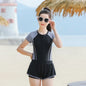 Girls Swimsuit 2 Piece Short Sleeve Swimming Suit  Boys shorts Swimwear Sports Teenagers
