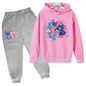 Pink Children Hoodie Stitch Cartoon Print Sweatshirt +Pants Boys Girls Toddler age 3-12 Girls