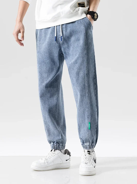Spring Summer Black Blue Baggy Jeans Men Streetwear Denim Joggers Casual Jean Trousers