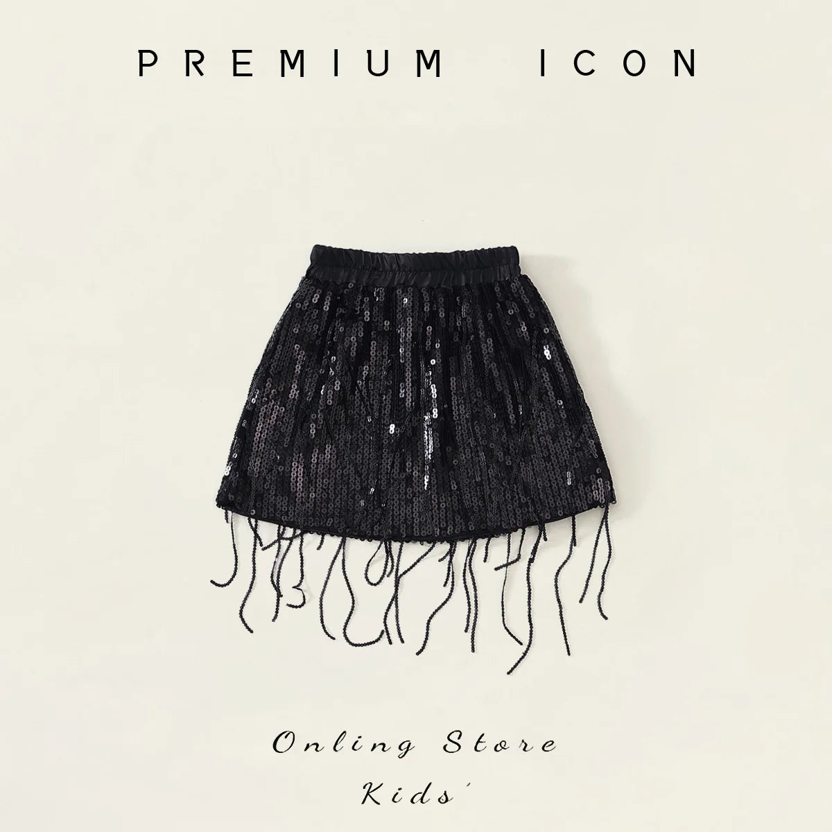 Girls' Tassel Sequined Half Skirt  New Children's Light Luxury Fashionable A-line Skirt