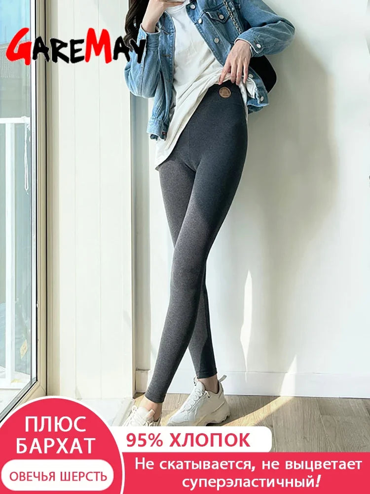 Women's Warm Leggings Soft with Fleece Thermal Pants Gray High Waist Leggings Skinny Thick Velvet Winter Leggings