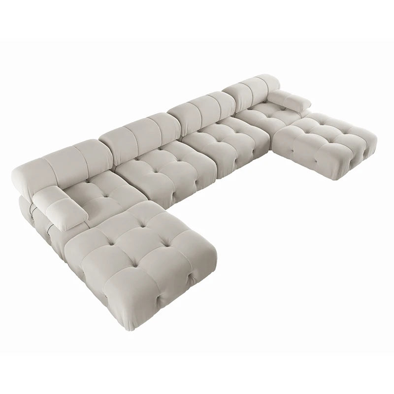 Modern Sectional Sofas Living Room U-Shaped, Minimalist Velvet Fabric Large Sofa Couches Luxury 6-Seat Couch with Ottomans
