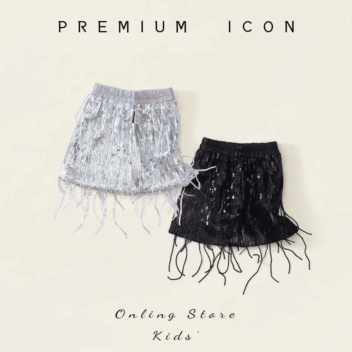 Girls' Tassel Sequined Half Skirt  New Children's Light Luxury Fashionable A-line Skirt