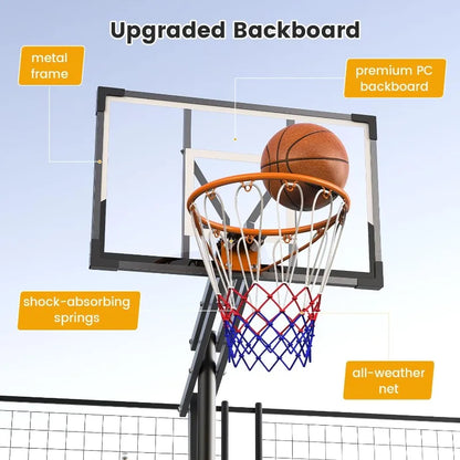 Basketball Hoop Outdoor, 8.5ft Height Adjustable Portable Hoops & Goals and Wheels for Kids/Teens/Adults