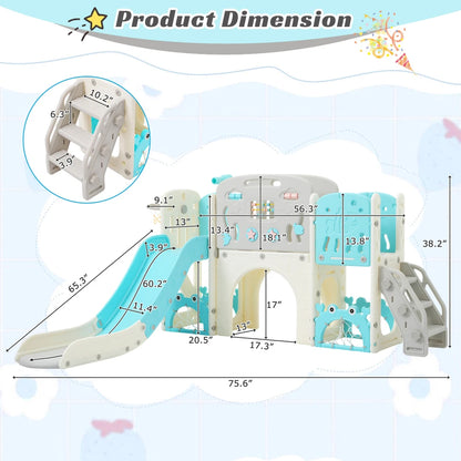 11 in 1 Toddler Slide,  for Ages 1-3 with Basketball Hoop, Playset Structure, Arch Tunnel Telescope