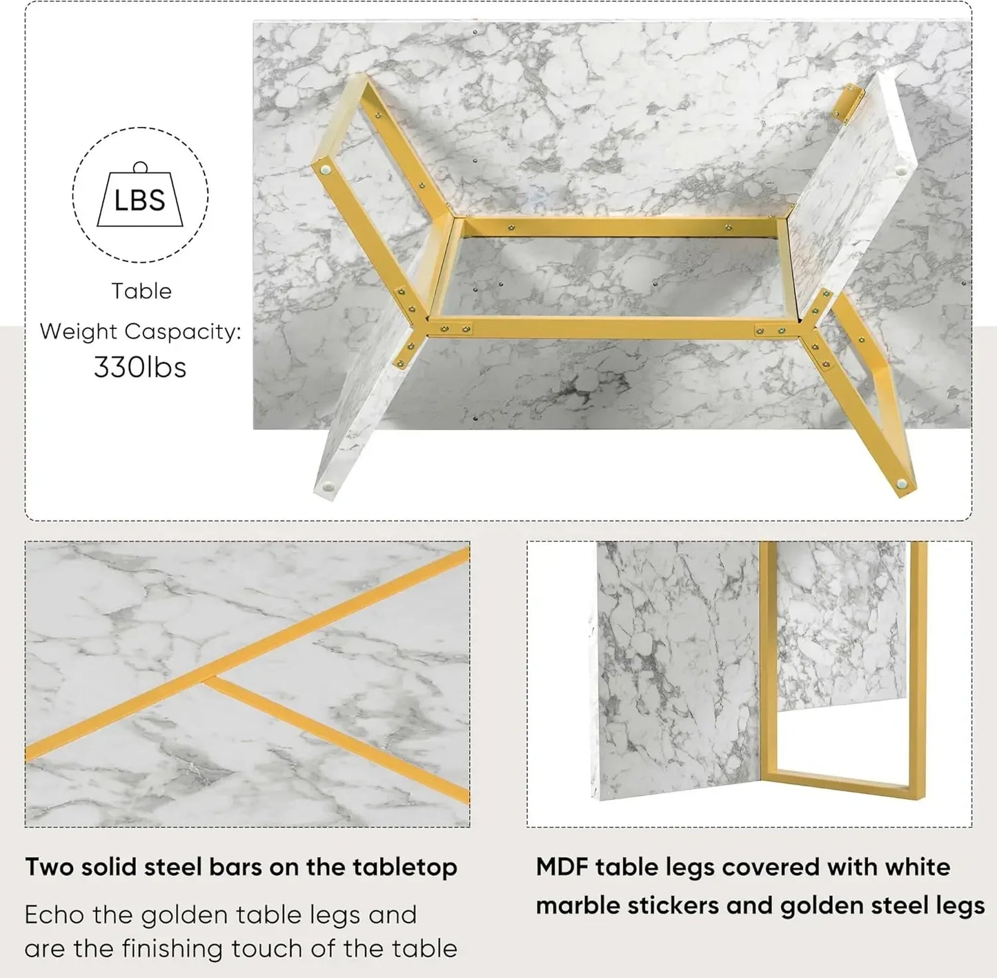 7-Piece Kitchen Dining Table Set for 6, Wood Kitchen Table and 6 Upholstered Chairs with Backrest