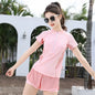 Girls Swimsuit 2 Piece Short Sleeve Swimming Suit  Boys shorts Swimwear Sports Teenagers